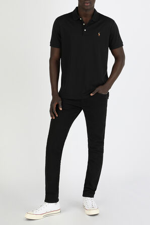 Brown Pony Custom Slim Fit Polo Shirt in Blue POLO RALPH LAUREN